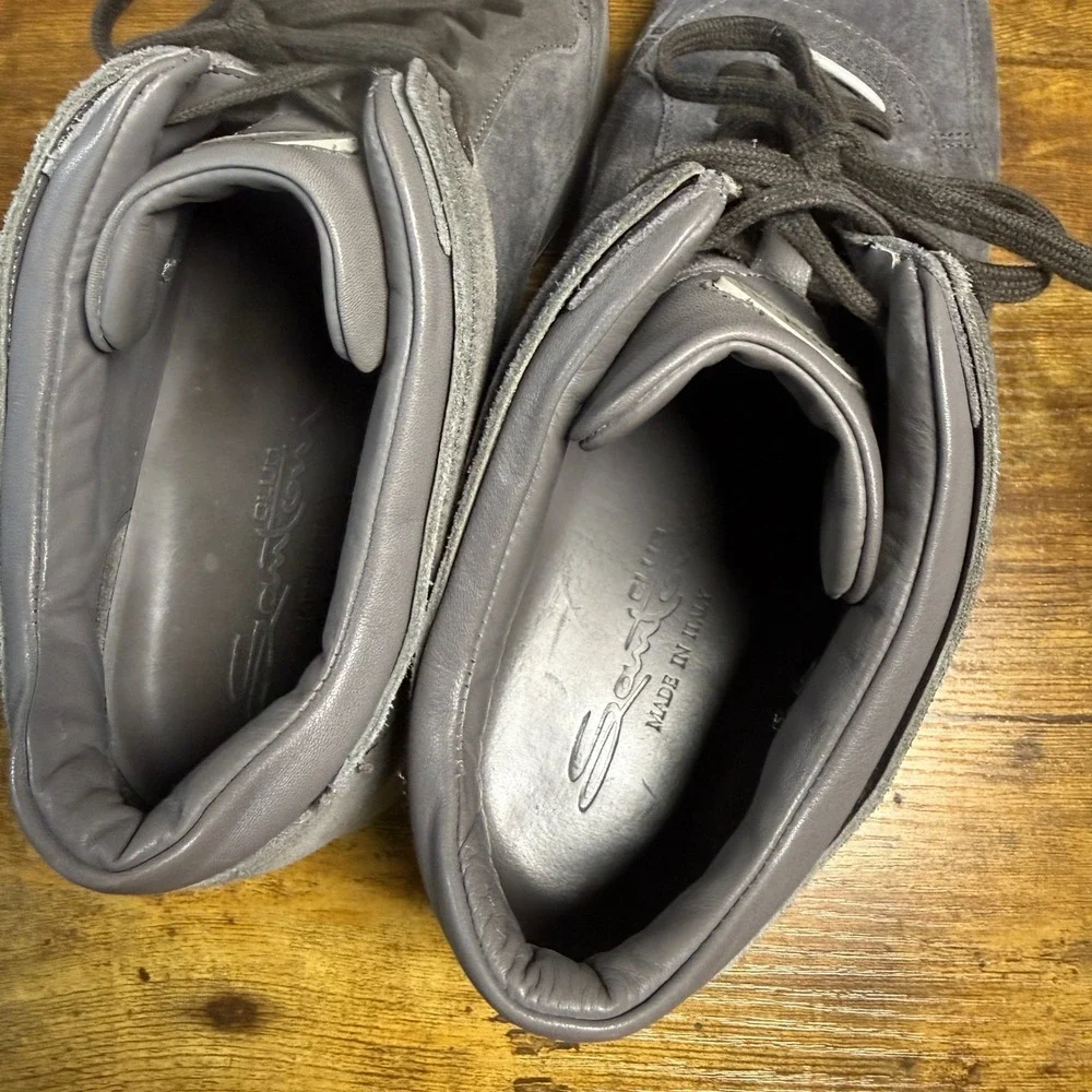 Santoni Club Grey Suede‎ Leather Sneakers Mens Size 9 Made in Italy